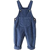 Happy Cherry Infant Baby Boy Girl Corduroy Overalls Romper Adjustable Button Suspender Big Pants Plain Romper Outfit Clothes