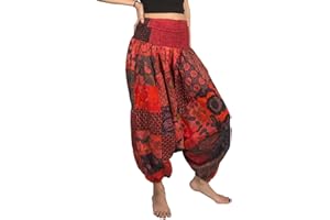 TRIBE AZURE FAIR TRADE Tribe Azure 100% Cotton Casual Pants Patchwork Comfortable Baggy Yoga Hippie Boho Colorful