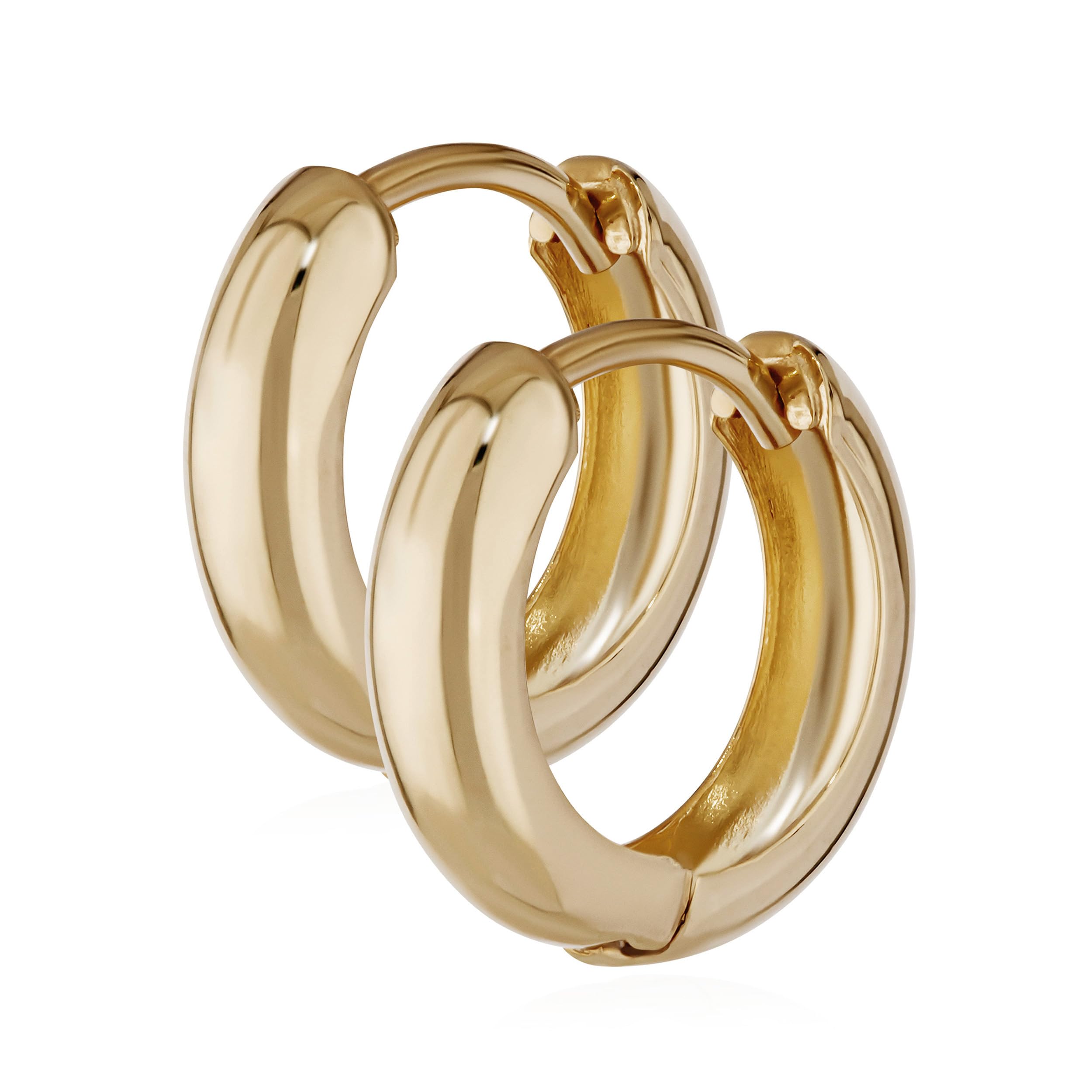 NKlaus pair gold yellow gold hinged earrings 12,2 x 3,2mm high polished round 4738