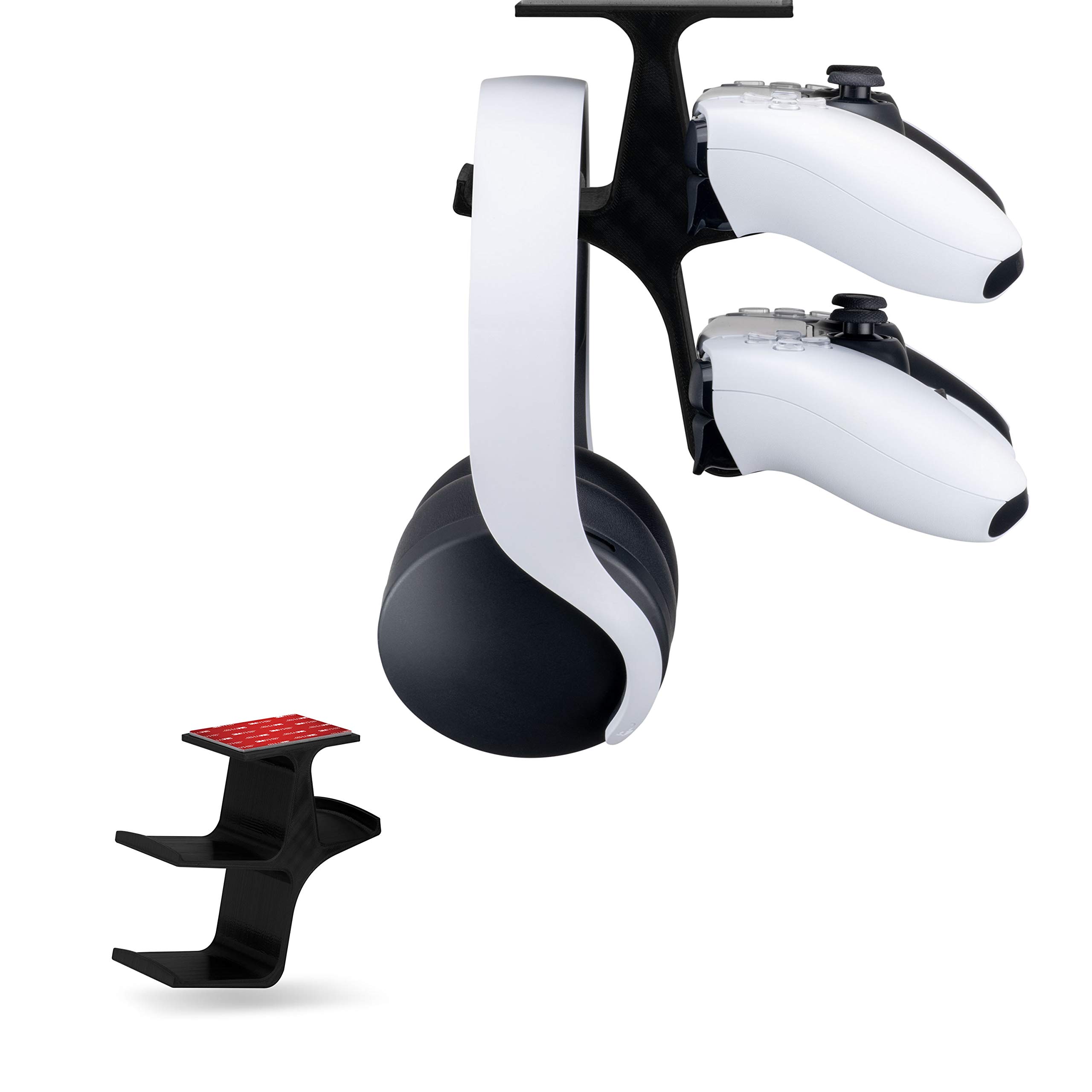 Brainwavz The Treo - Under Desk/Shelf Dual Gamepad Controller & Headphone Hanger Holder Stand - Designed for Xbox ONE, PS4, PS3, PS5, Dualshock, DualSense, Switch, PC, Steelseries, Steam & More