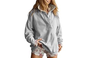 BAOQIN Womens Sweatshirts - Trendy Long Sleeve Oversized Pullover Tops, Fall Fashion Half Button Henley Neck Sweaters Clothes