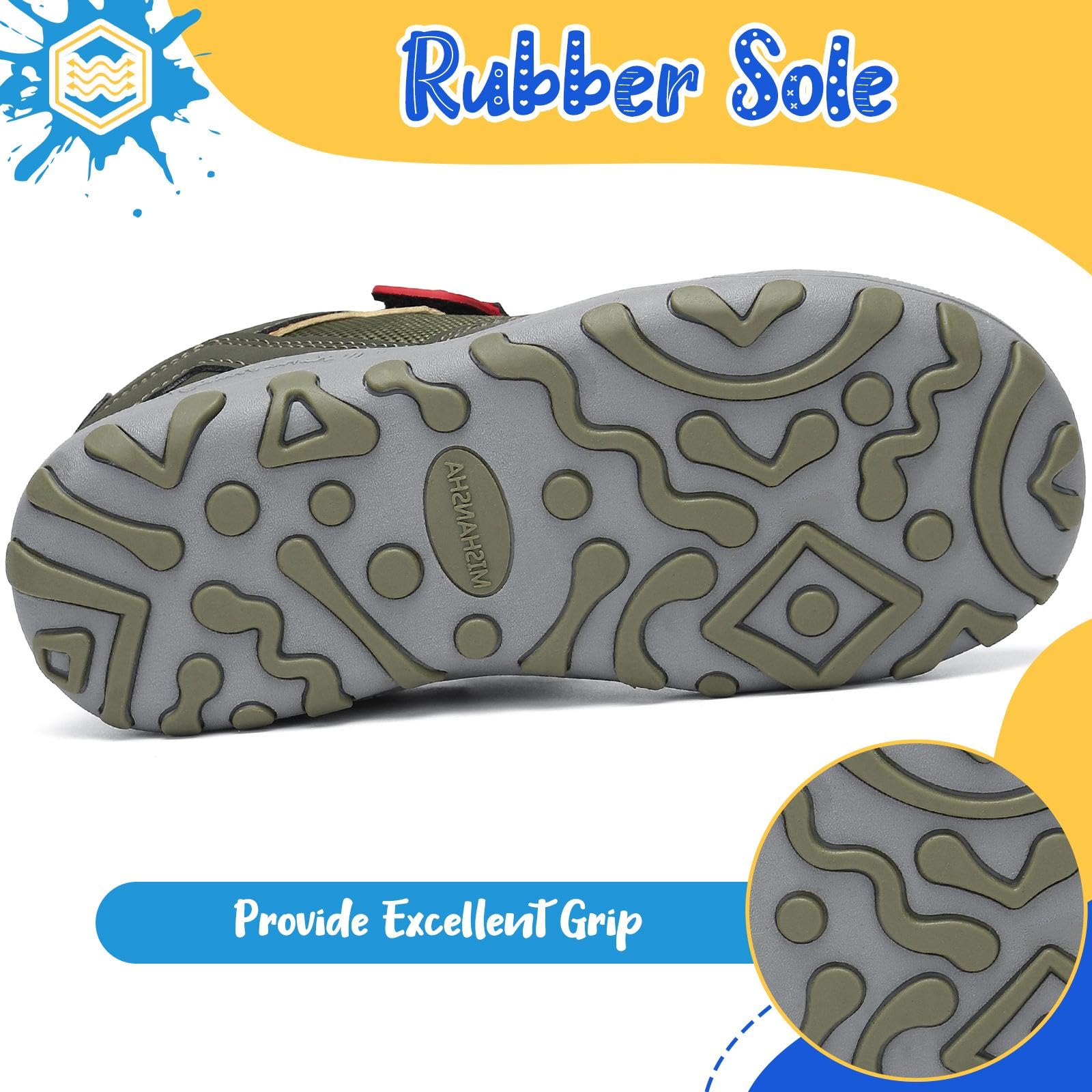 Mishansha Outdoor Wanderschuhe Kinder Trekkingschuhe Jungen Bequem Atmungsaktiv Sportschuhe, Grün 32 EU 5