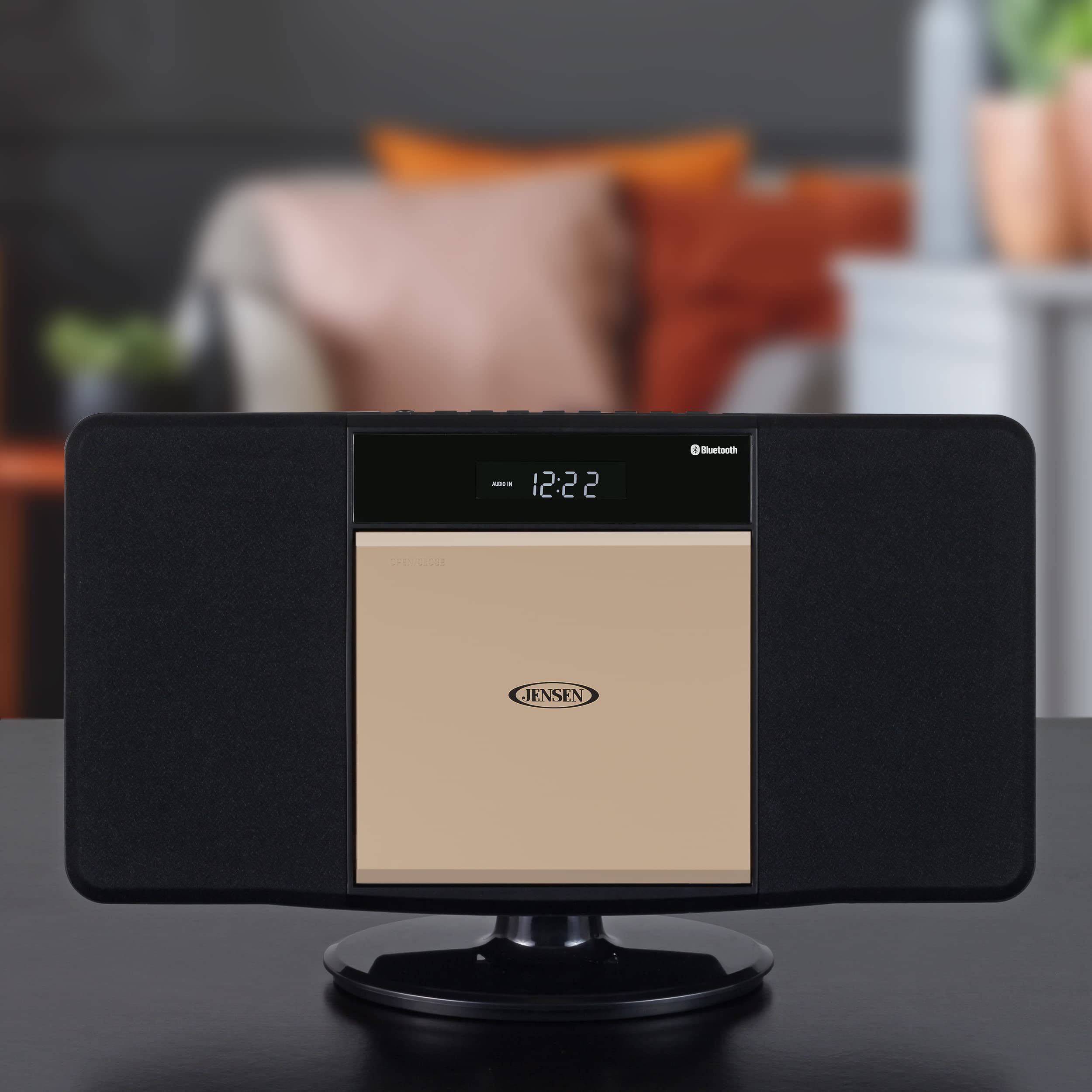 Jensen JBS-300 Champagne Gold Modern Bluetooth Stereo Music System for Home with CD/MP3/WMA Player Wireless Streaming USB Port for MP3 Playback | AM/FM Stereo (Remote Included) (Limited Edition)