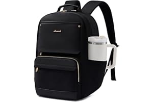 LOVEVOOK Laptop Backpack for Women with Large Capacity Cup Pocket, 15.6 inch Work Purse Travel Bag for Teacher Nurse, Waterproof Computer Business Back Pack, Cute Bookbag for School College, Black