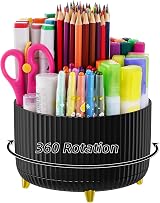 Marbrasse 360 Degree Rotating Desk Organizer with 5 Compartments Dark