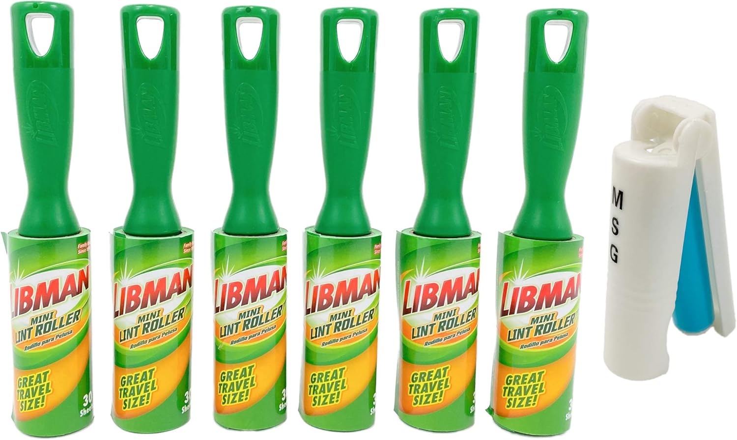 Libman Mini Lint Roller- 30 Sheets Per Roll (Pack of 6-180 Total Sheets) with Free Bonus Reusable Lint Roller: Health & Personal Care