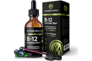 Mt. Angel Vitamins - B12 Essential Trio - Vegan Sublingual Drops with High-Potency Methyl B12, B6 & Folate - Easy Absorption Liquid - Non-GMO, Made in USA