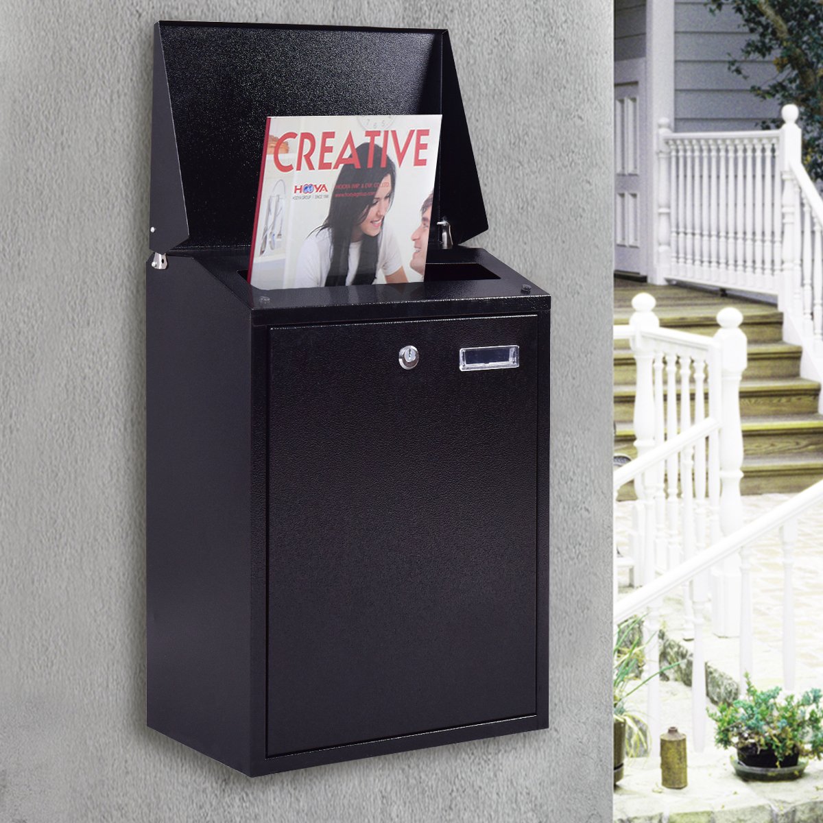 CASART Large Steel Lockable Mailbox Locking Home Letter Post Box Wall