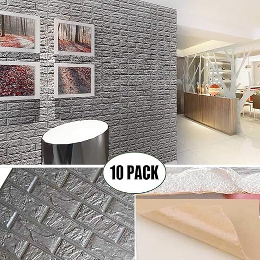 Amazon Com Poppap 3d Foam Wall Panels Grey Color Peel And Stick