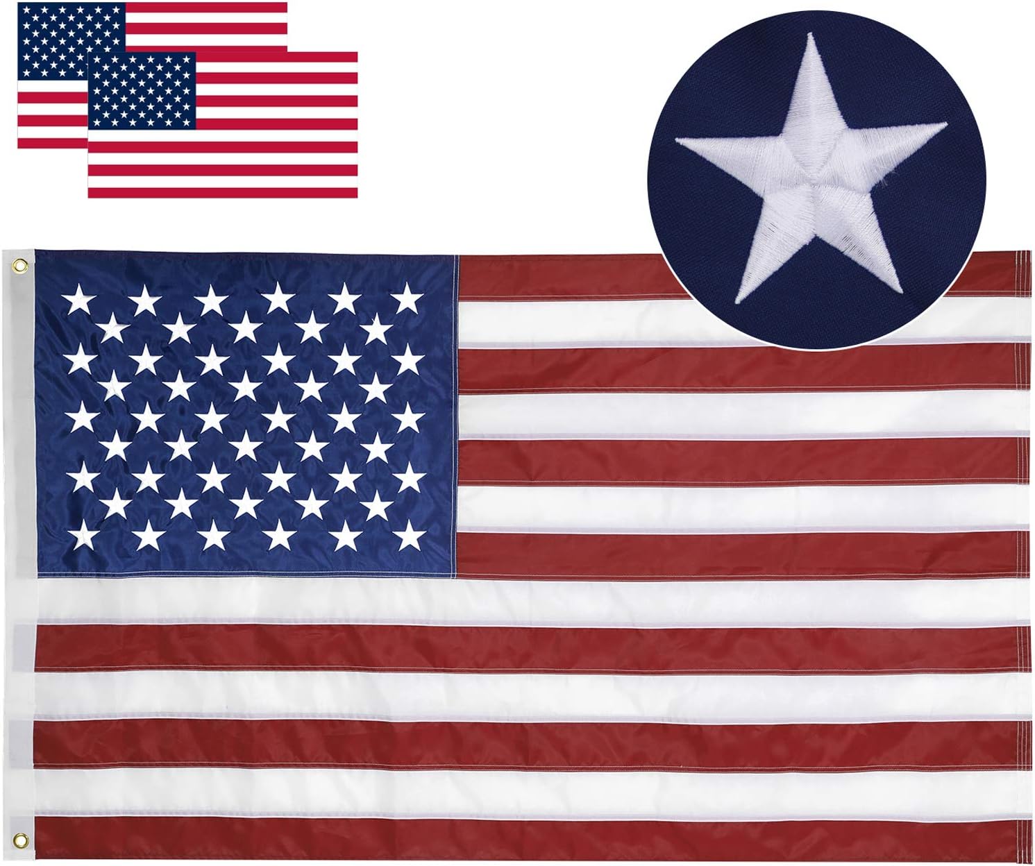 Losong American Flag 3x5 ft Outdoor Heavyweight Fade Resistant Tough Durable 210D Nylon US Flag, Embroidered Stars Sewn Stripes Brass Grommets Vibrant Color Outdoor Indoor Premium USA Flag