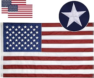 Losong American Flag 3x5 ft Outdoor Heavyweight Fade Resistant Tough Durable 210D Nylon US Flag, Embroidered Stars Sewn Stripes Brass Grommets Vibrant Color Outdoor Indoor Premium USA Flag