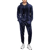 LecGee Mens 2 Piece Velour Hoodie Tracksuit Long Sleeve Velvet Hooded Pullover Casual Athletic Jogging Sweatsuit Set