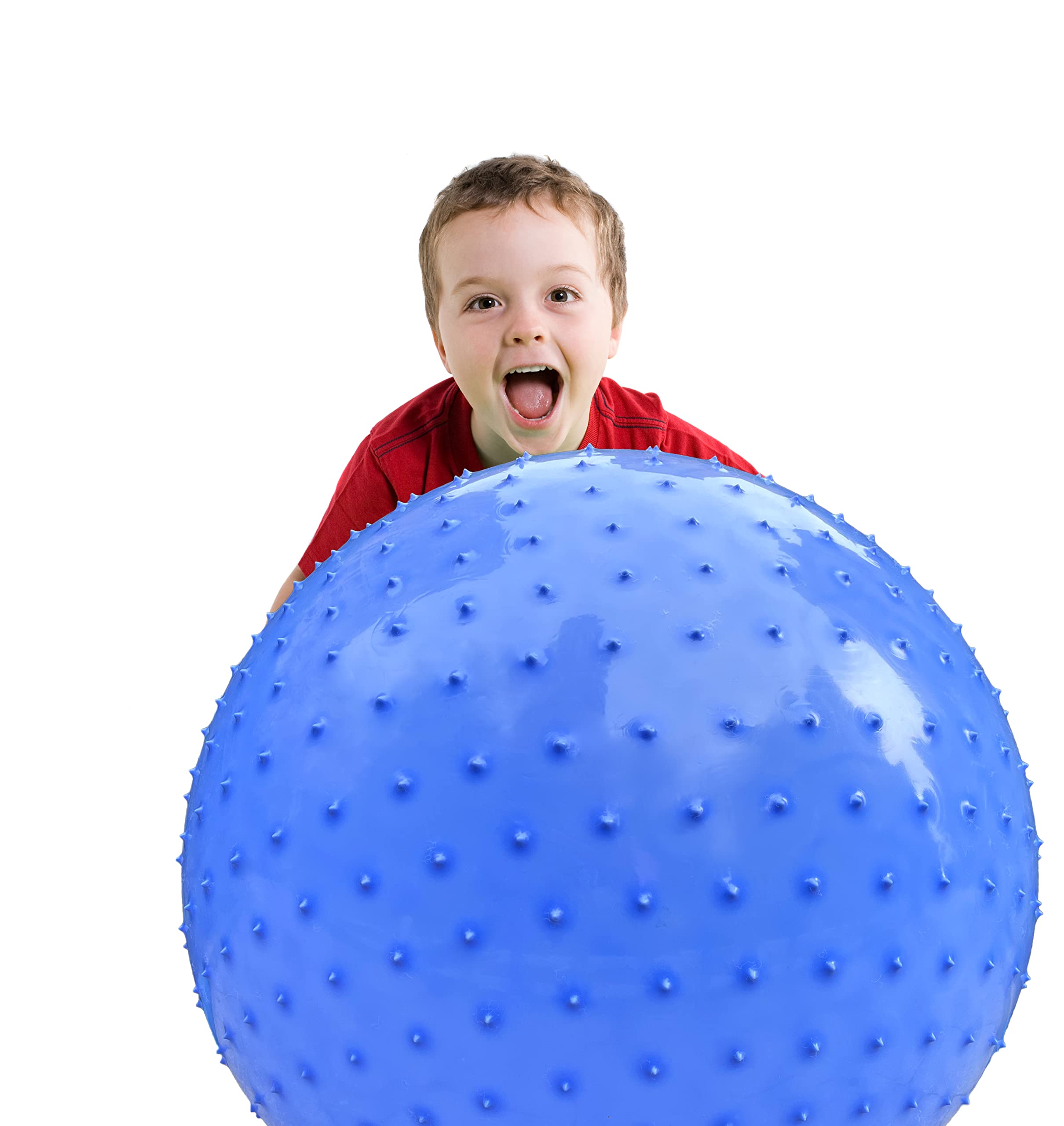 Large Sensory Massage Ball for Kids, 33.5" 85cm Bouncy Exercise Inflatable With Tactile Stimulation Spikes, Outdoor Yoga, Large Beach (2 Sets Macaron Blue)