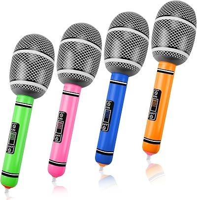 Jagowa 4Pcs Inflatable Microphone Kids Adults Party Toys Colorful Pack
