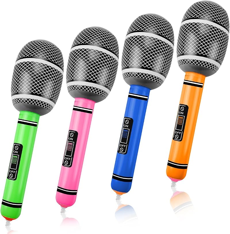 Jagowa 4Pcs Inflatable Microphone Kids Adults Party Toys Colorful Pack