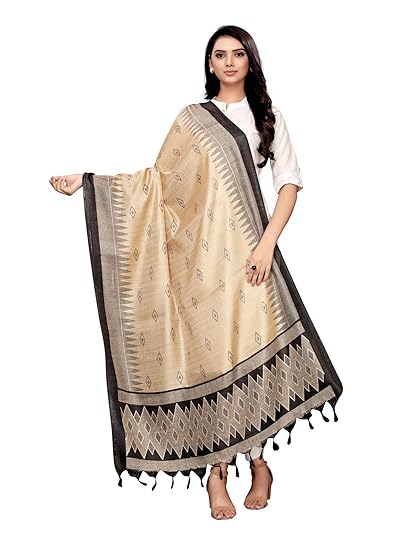 KANCHNAR Womens Printed Bhagalpuri Silk Dupatta