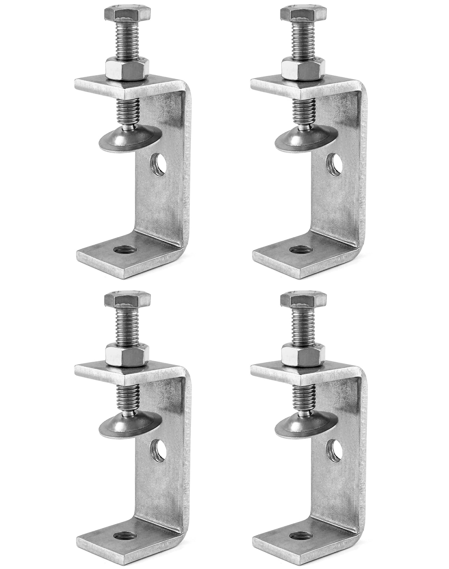 QWORK 4Pcs 304 Stainless Steel C Clamp Tiger Clamp, Heavy Duty C-clamp, for Home Improvement and Automotive Repair, Style 1