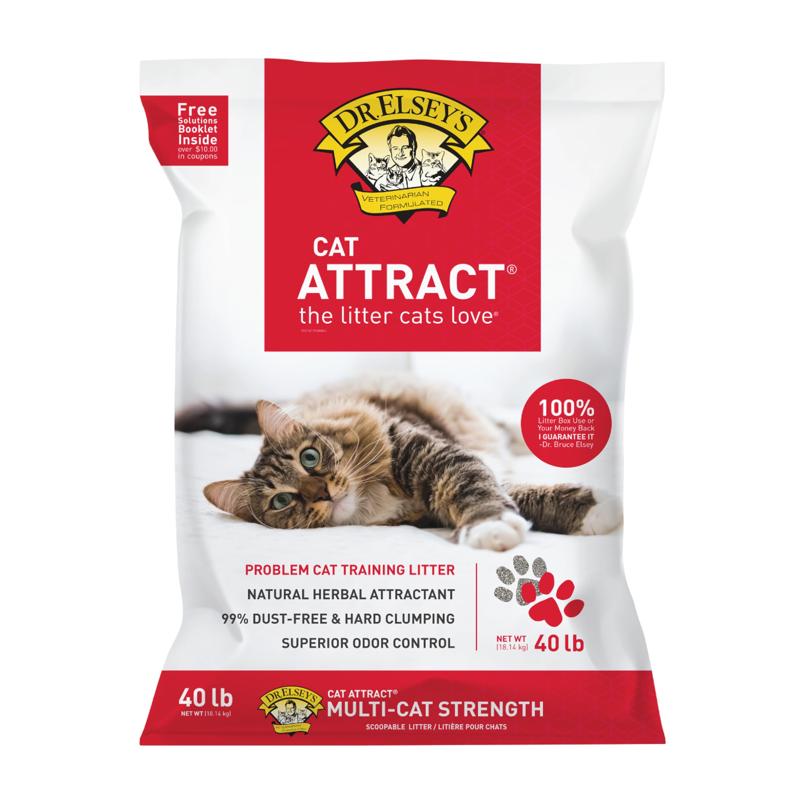 Photo 1 of Dr. Elsey's Premium Clumping Cat Litter - Cat Attract - 99% Dust-Free, Low Tracking, Hard Clumping, Superior Odor Control, Natural Herbal Attractant, Unscented & Natural Ingredients, 40 lb