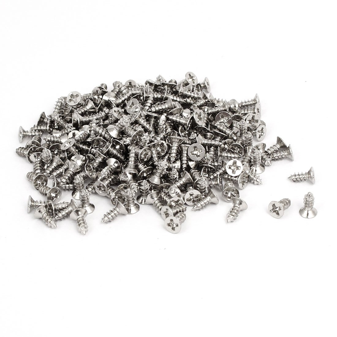 Sourcingmap M3 x 8mm Phillips Flat Head Self Tapping Screws Silver Tone 275pcs