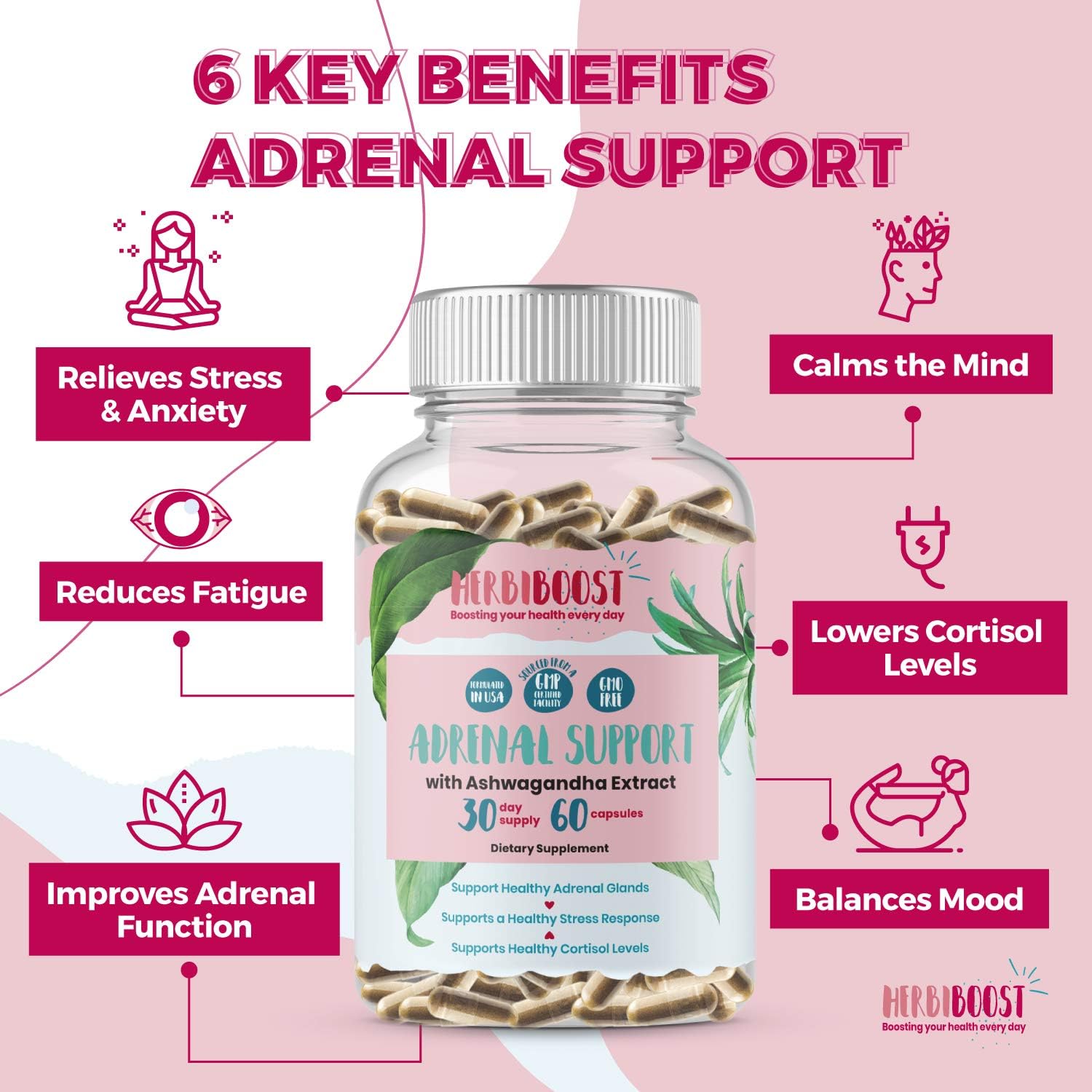 Adrenal Support Supplements Cortisol Manager 1300mg 100 Pure Anxiety