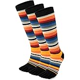 Toe Socks for Men Women Cotton Athletic Running Crew Five Finger Socks Rainbow Stripe Socks
