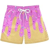 Ice Cream Boy Swim Trunks Waffle Or Cone Quick Dry Bathing Suit Swimsuit,Toddler Beach Board Shorts 2-16Years