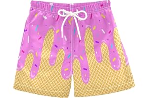 SLHKPNS Ice Cream Boy Swim Trunks Waffle Or Cone Quick Dry Bathing Suit Swimsuit,Toddler Beach Board Shorts 2-16Years