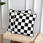 Ohocut Black and White Checkered Pillow Cover, Cute 18x18 Set of 2, Vintage Decorative Couch Sofa Pillow Covers, Square Water