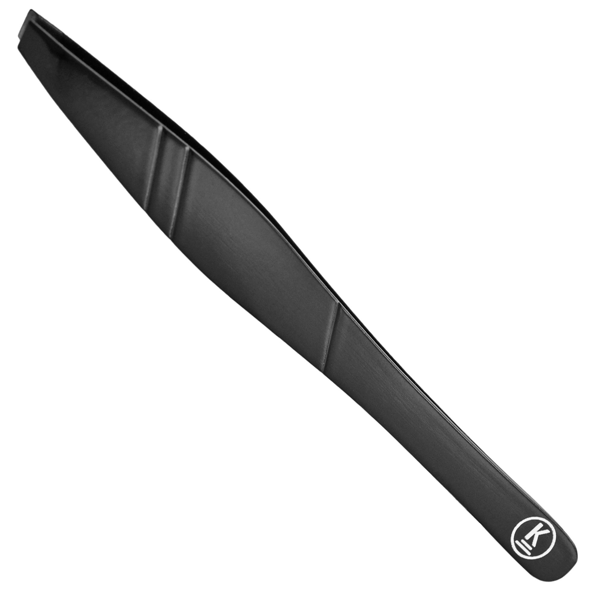K-Pro Eyebrow Tweezer, Slant - Stainless Steel and Beautiful Design (Black)