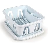 Camco RV Mini Dish Drainer &amp; Tray - Features a Sloped Drain Tray Design, Heavy-Duty Construction - Ideal for Small Spaces, Apartments, Boats, and More -9.5"L x 11.7"W x 4.75"H - White (43511)