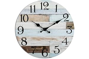 KECYET Wall Clock Battery Operated 10 Inch Silent Non-Ticking Coastal Country Style Decorative for Living Room, Kitchen, Home,Bathroom, Bedroom, Laundry Room
