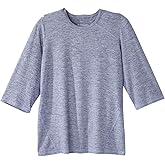 Women’s Open Back Adaptive Active Crew Neck Top for Seniors - 3/4 Long Sleeve Shirt