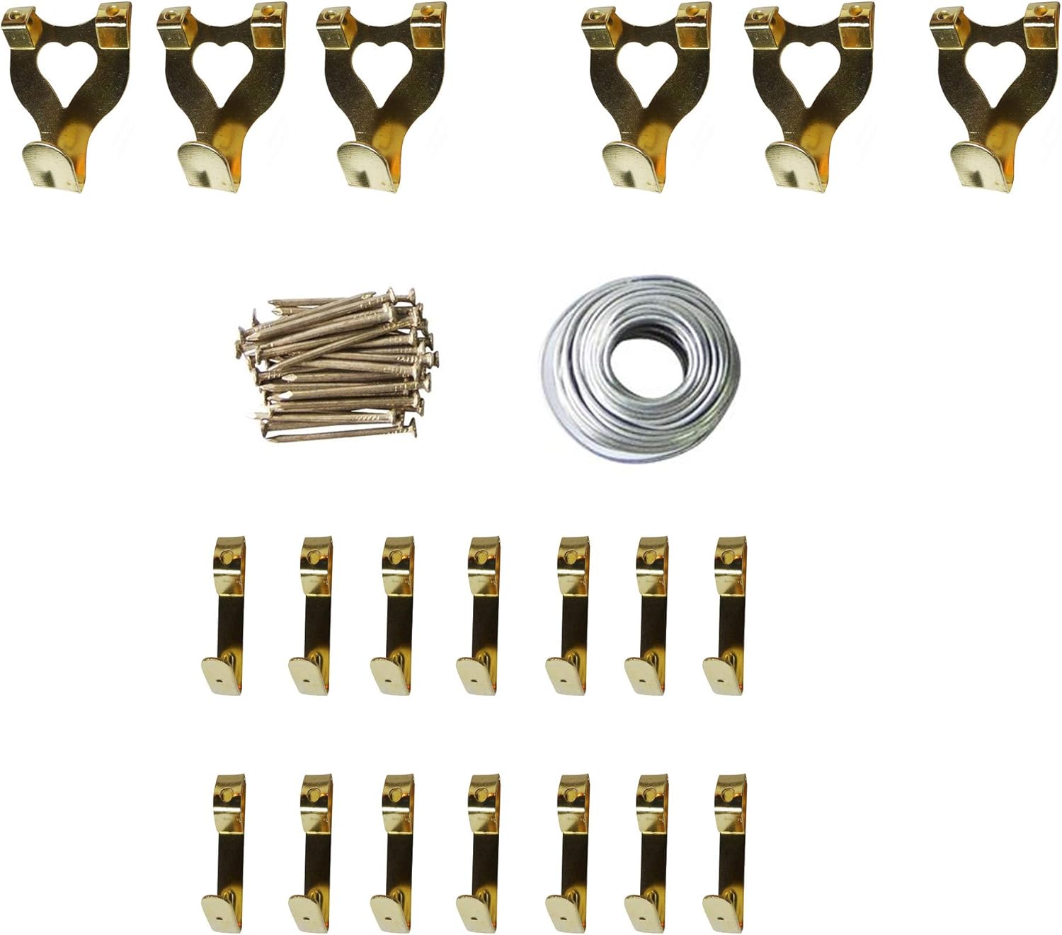 172pc Hanging Set - Quality Hooks, Wire and Nails Kit, Iron & Copper Nails, Copper Rings & Stamped Hook, Picture Hanging Wire