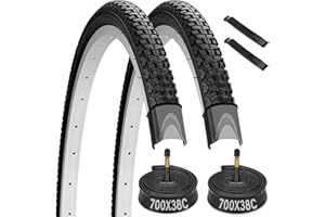 Midcos 700C Bike Tires, 2 Pack 700x38c Bike Tire, Bicycle Tires and Tube Set with 2 Tire Levers, 40-622 700x38c Road Bike Tire Compatible with 700 x 35C/36C/37C/38C/40C Bike Bicycle Tires and Tubes