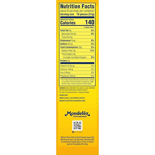 WHEAT THINS HINT OF SALT LOW SODIUM SNACKS, WHOLE GRAIN WHEAT CRACKERS, SNACK CRACKERS, 8.5 OZ