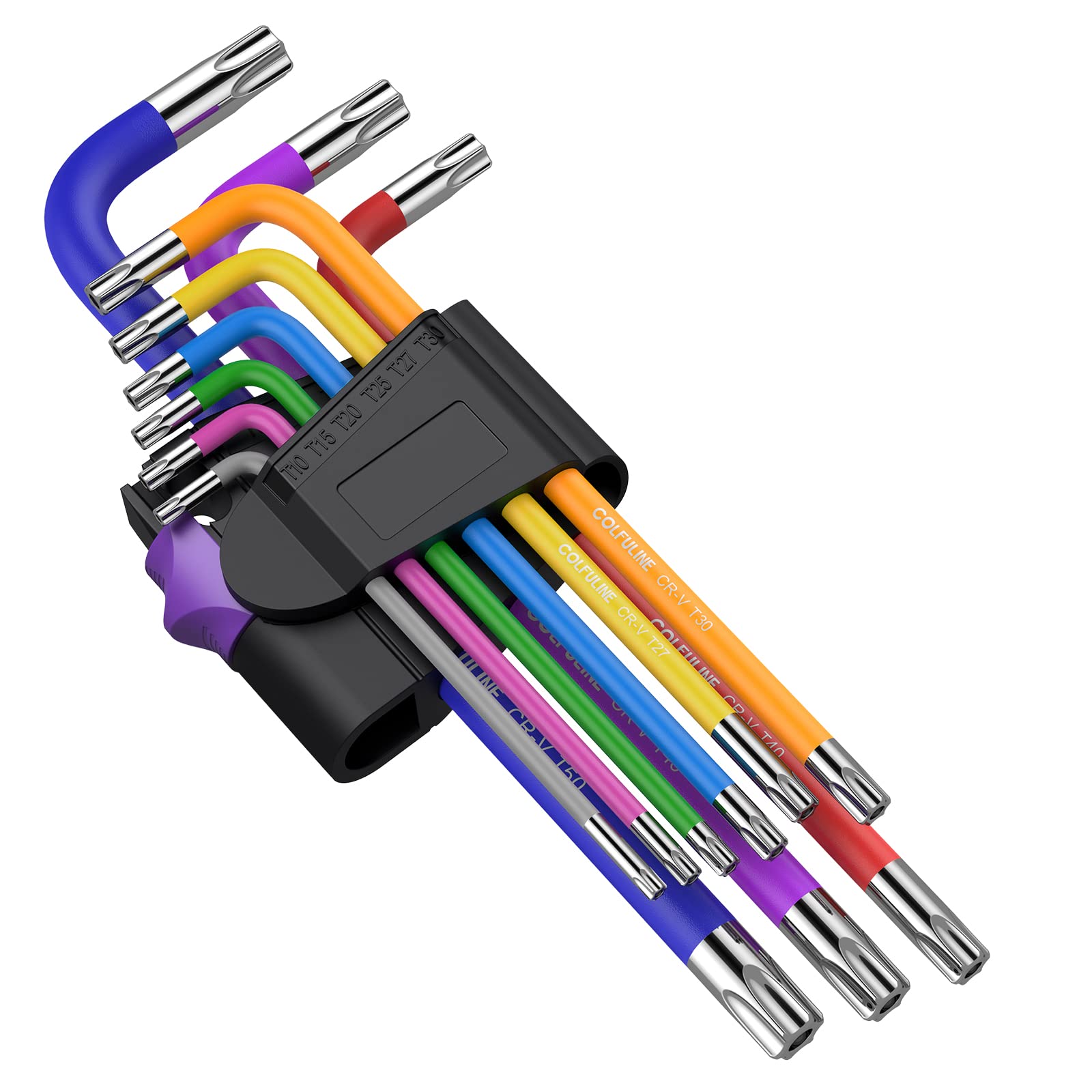 COLFULINE 18 Pcs Long Ball End Allen Key & Torx TRX Star
