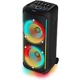 Philips TAX5000 Bluetooth Party Speaker, 200W Max Sound, Bass+, RGB Lightshow, 14H Battery, TWS & Auracast Multi-Speaker, Dual Mic & Guitar Input, Karaoke, Portable with Wheels, IPX4 Splash-Proof