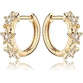 MEVECCO Gold Star Hoop Earrings for Women 18K Gold Plated Hoop Earrings Handmade Simple Minimalism Hoop Hypoallergenic Earrings for Everyday Jewelry