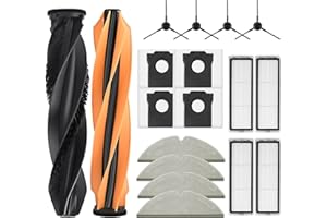 Replacement Parts Compatible with Dreame D20 Plus Robot Vacuum Cleaner, 2 Roller Brushes, 4 Mop Pads, 4 HEPA Filters, 4 Dust 