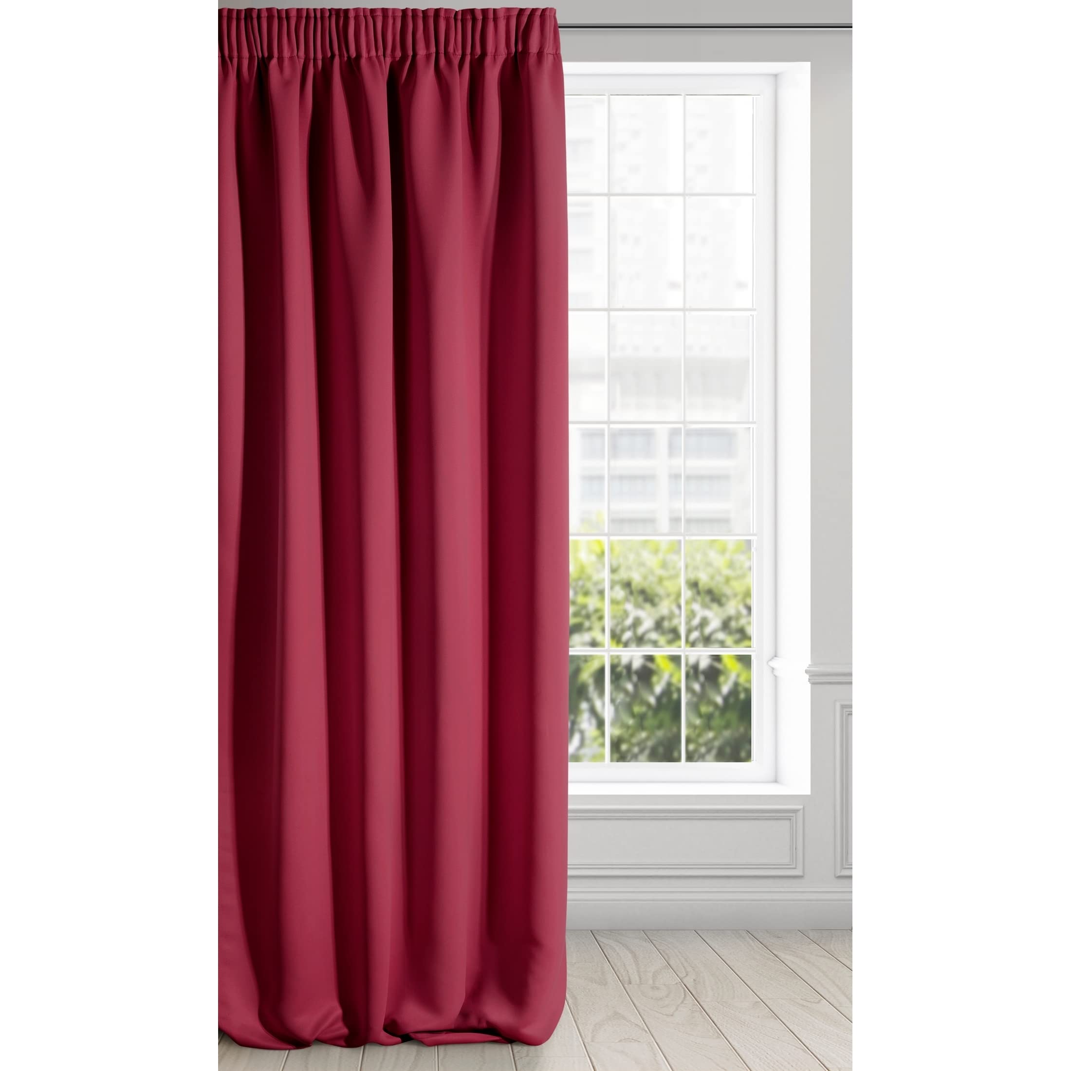 Eurofirany LOGAN Extra Long Blackout Curtain - 1 Unit Rod Pocket, Rufflette Tape, Light blocking Room Darkening Bedroom Living Room, W53 x L106, Red
