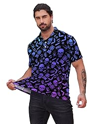 Xdceu Men's Skull Polo Shirts Hawaiian Golf Polo