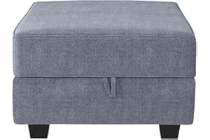 HONBAY Square Ottoman Module for Modular Sectional Sofa, Storage Ottoman Footrest and Seat Cube, Bluish Grey