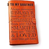 to My Brother Leather Journal Notebook from Sisters Brothers - Brother Inspirational Engraved Travel Journal Vintage Embossed Writing Journal Gift for Birthday Graduation Christmas