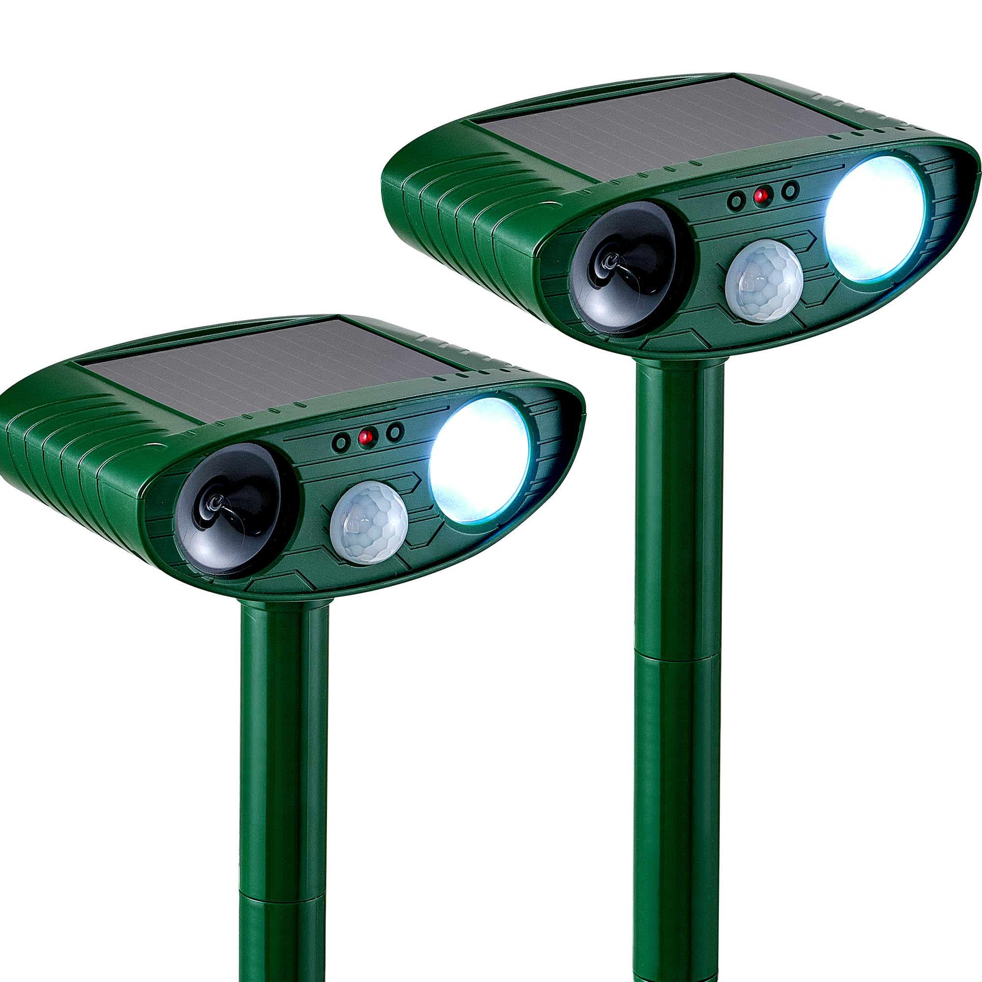 Photo 1 of 2 Pack Solar Animal Repeller for Raccoons, Deer & Squirrels - Ultrasonic & Strobe Light, Outdoor Deterrent for Cats, Dogs, Raccoons, Rabbits, Skunks, Foxes & More