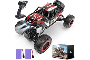 DEERC 1:12 RC Car, 4WD Remote Control Car W/Metal Shell, Off Road Monster Truck W/Dual Motors, LED Headlight, 2.4Ghz All Terr