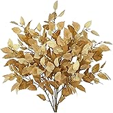 Artificial Fall Birch Leaves Stem - 6 Pcs Faux Autumn Greenery Long Stems 33.4" Tall Fake Plants with Branches Decorations for Thanksgiving Wedding Centerpieces Home Table Decor Floral Arrangements