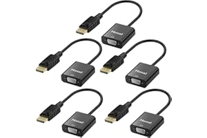 Moread DisplayPort (DP) to VGA Adapter, 5 Pack, Gold-Plated Display Port to VGA Adapter (Male to Female) Compatible with Computer, Desktop, Laptop, PC, Monitor, Projector, HDTV - Black