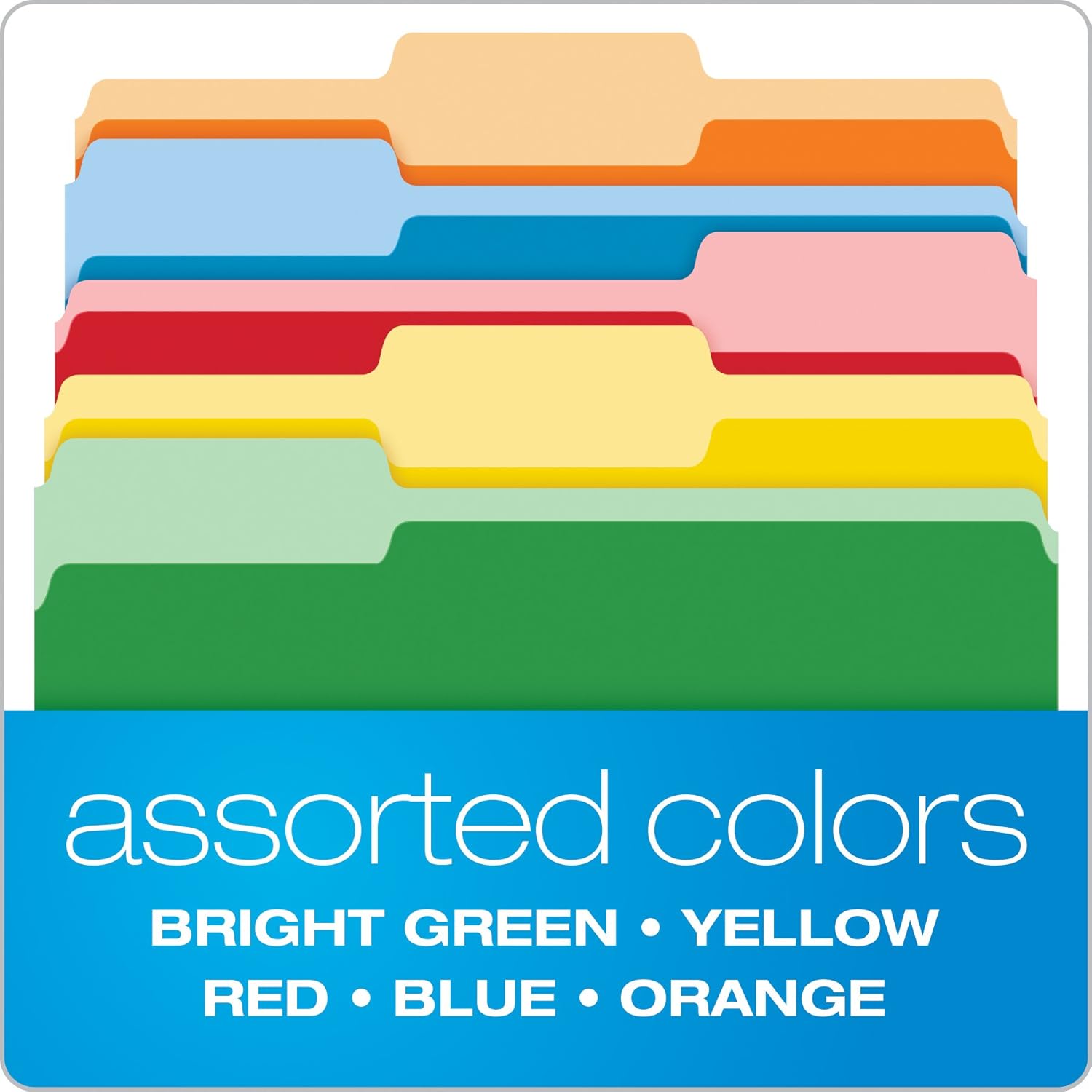 Pendaflex Two-Tone Color File Folders, Letter Size, Assorted Colors, 1/3 Cut, 100 per box (152 1/3 ASST) : Colored File Folders : Office Products
