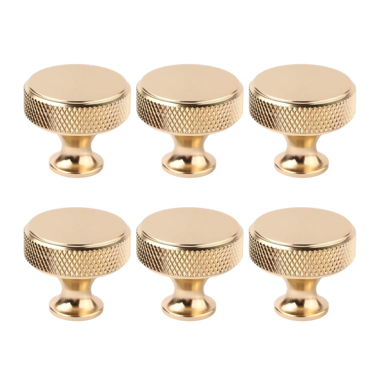 CYILIUEN 6 Pcs Aluminum Alloy Cabinet Knobs Round Drawer Knob with Screws Gasket and Screwdriver for Wardrobes, Kitchen, Furniture, Gold