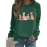 Towilliamsnya Christmas Sweatshirts for Women Christmas Graphic Long Sleeve Shirt Xmas Holiday Crewneck Pullover Tops
